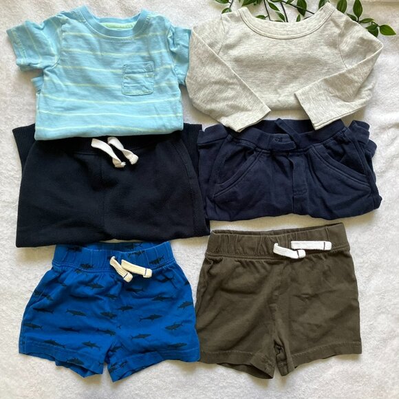 Mixed Baby Bundle 3-6M | Striped Bodysuit, Long Sleeve Tee, Pants & Shorts, GUC - Picture 1 of 16